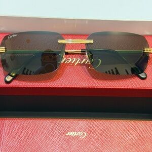 Cartier Gold Frame Sunglasses with Blue Lenses